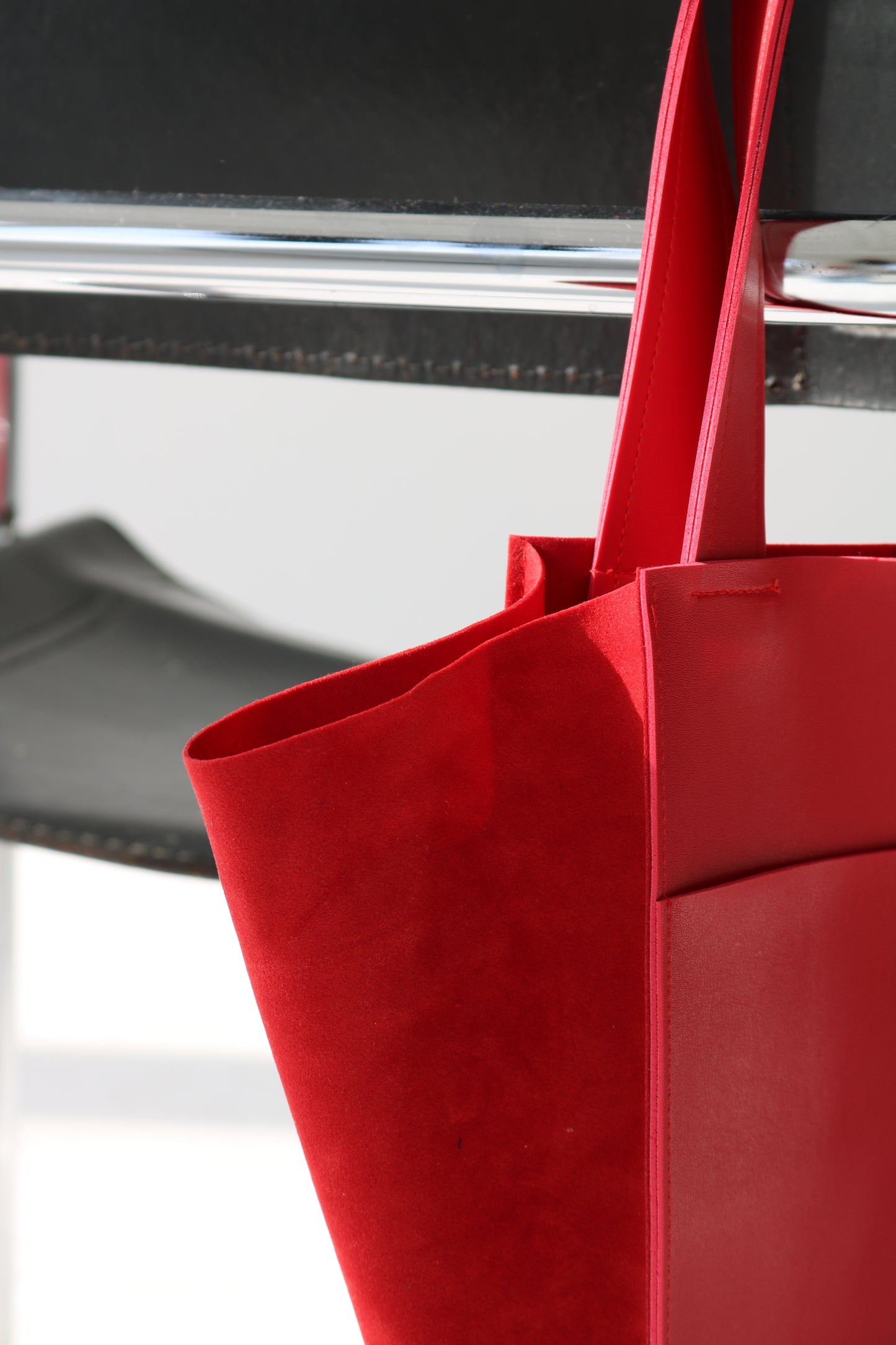 Tote ჩანთა-ეკო-ტყავის და ეკო-ზამშის კომბინაცია/Tote bag-eco-Leather and eco-suede combination