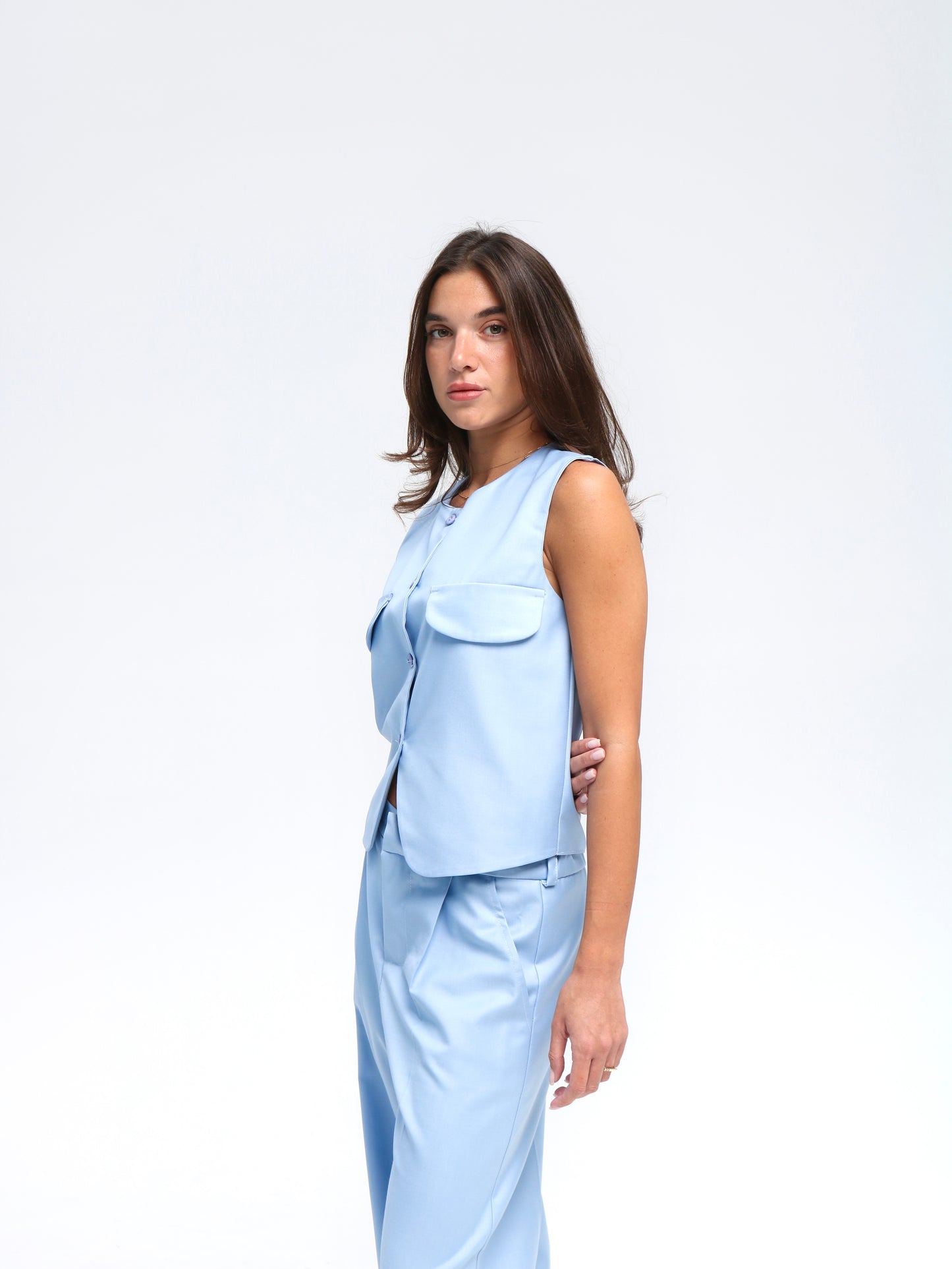 ცისფერი ჟილეტი/Baby blue jacket