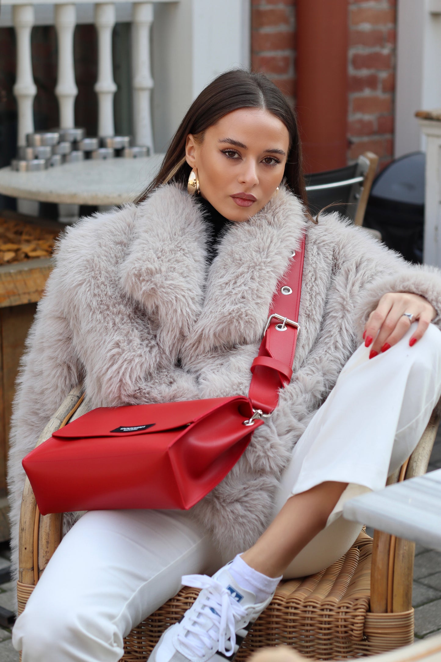 წითელი Mia-ს მოდელი (დიდი და პატარა)/ Red Mia bag (Big and small)