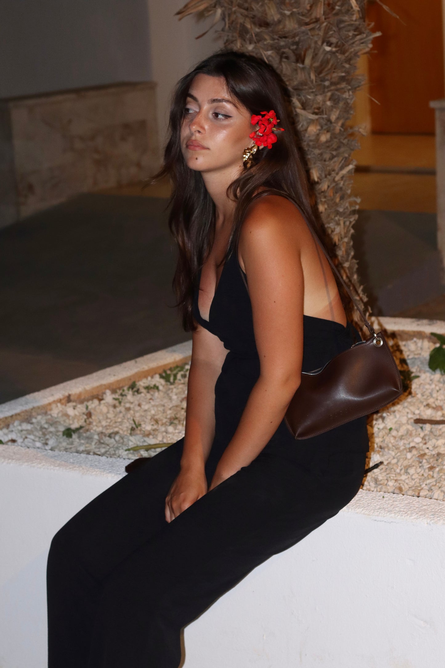 შავი ტილოს შარვალი და ტოპი/Black canva pants and top