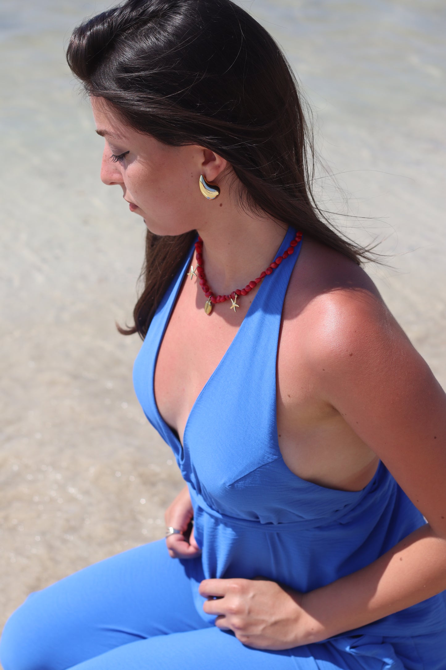 ლურჯი ტილოს ორეული (შარვალი და ტოპი)/ Blue canvas set (Pants and top)