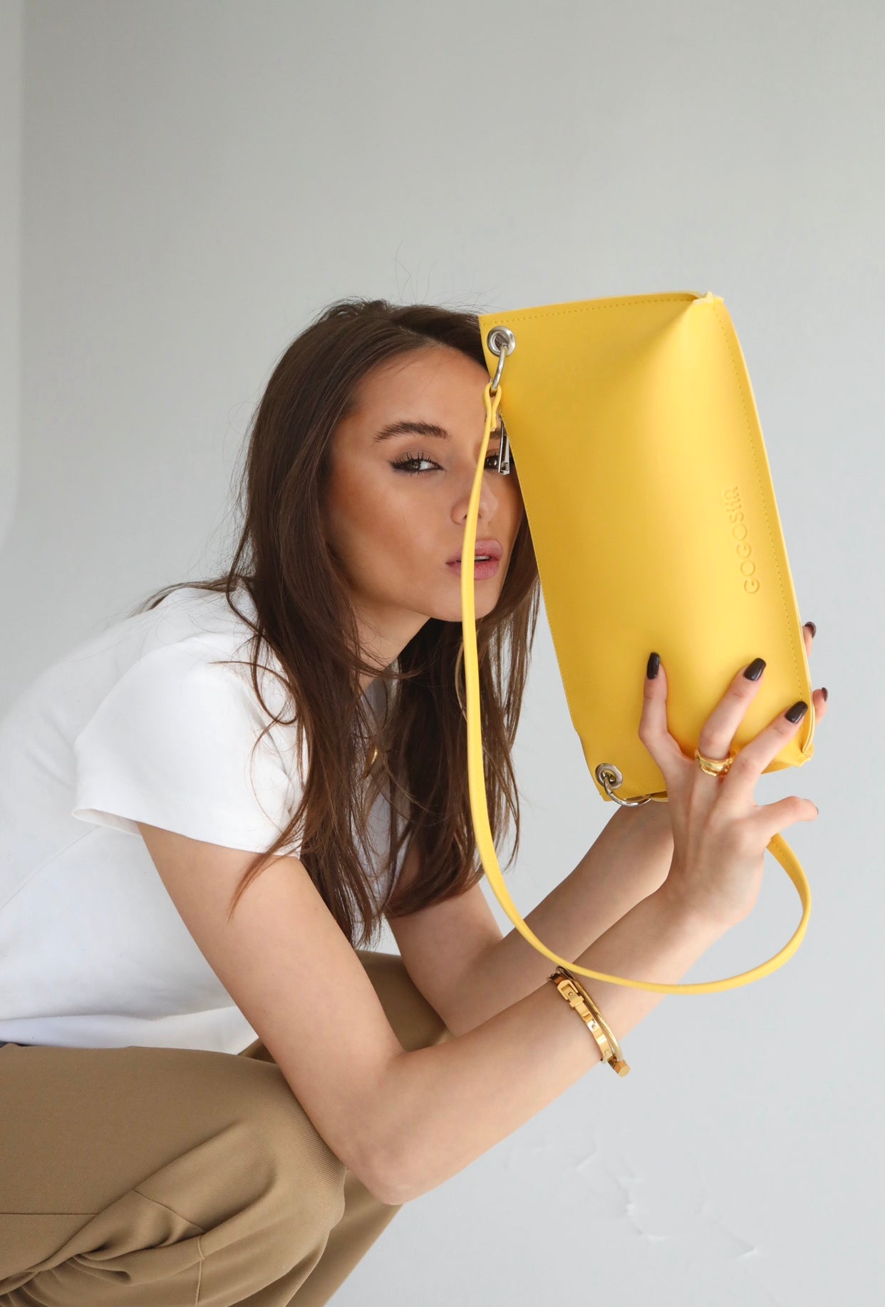 პატარა ზომის შტამპიანი ჩანთა ელვით/Small size bag with zipper and stamp