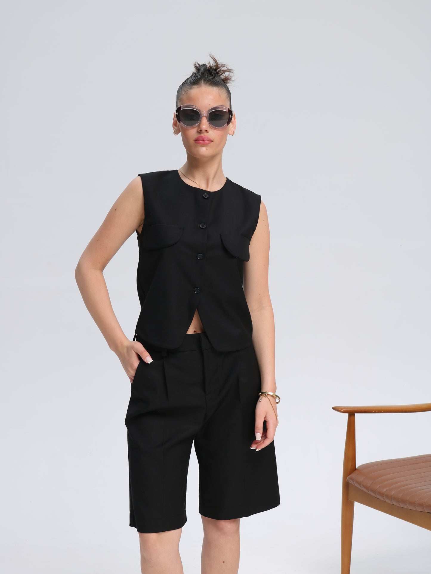 შავი ორეული შორტით/Black set with shorts