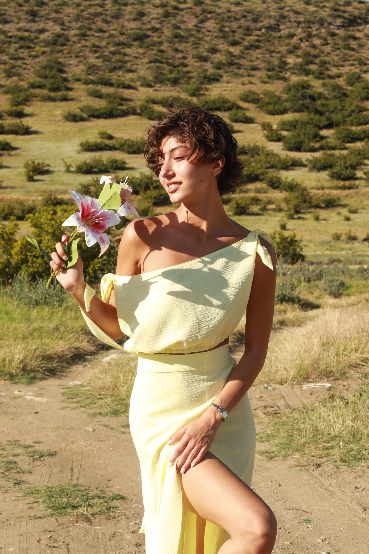 Butter yellow pareo and top