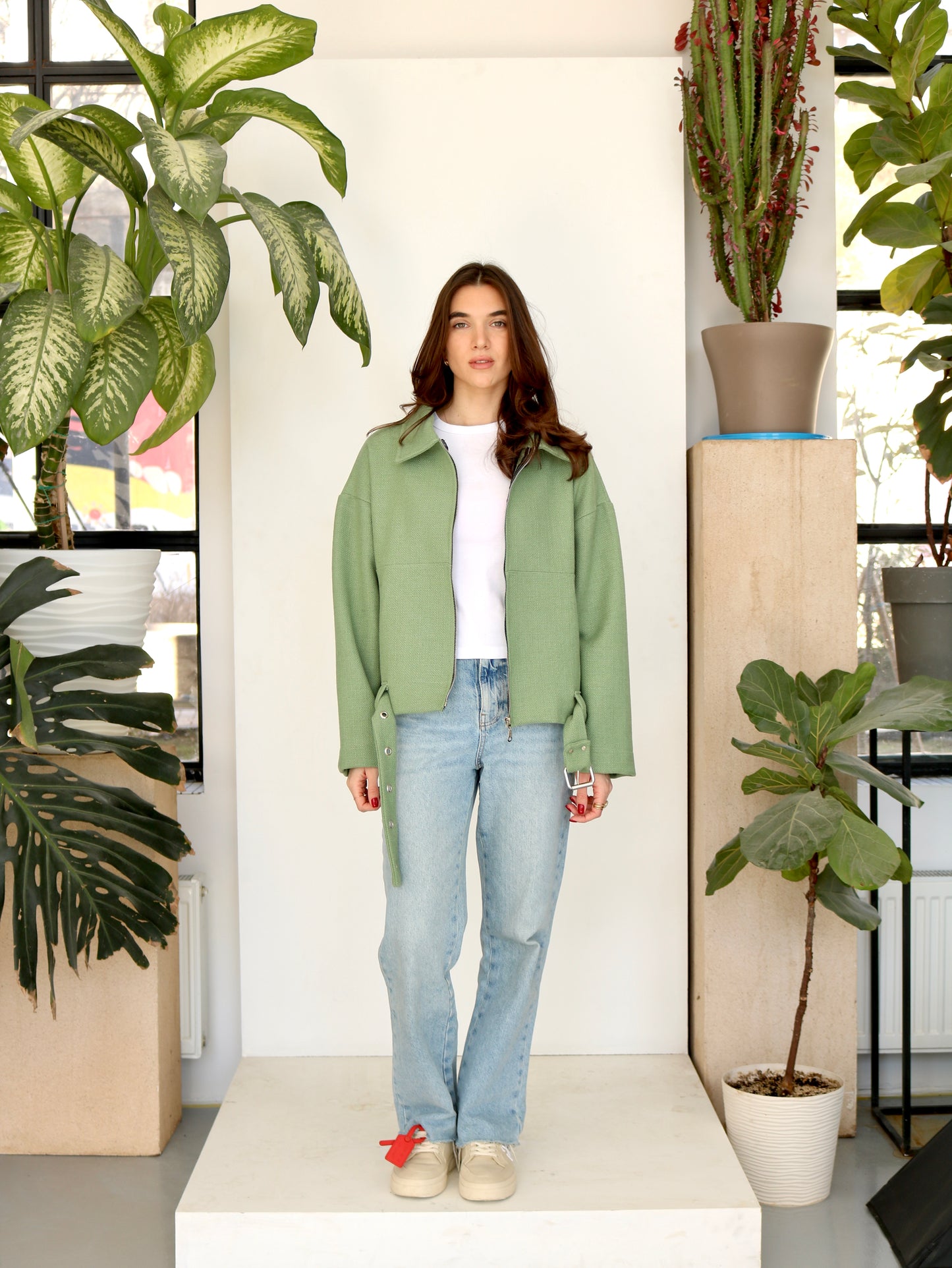 მწვანე ჟაკეტი ქამრით/Green Jacket with belt