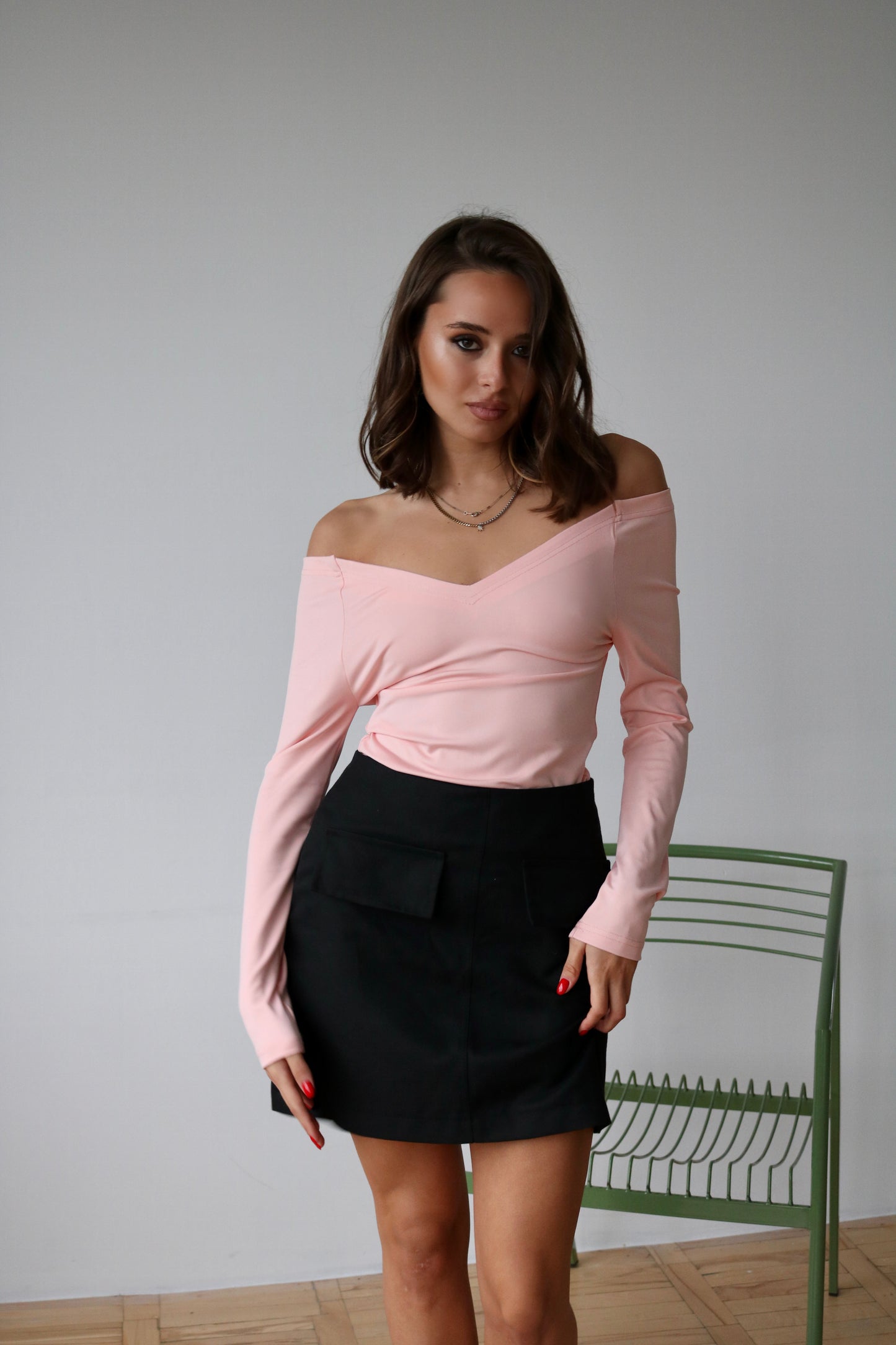 ტილოს ქვედაბოლო დეკორატიული ჯიბეებით/Skirt with decorative pocket