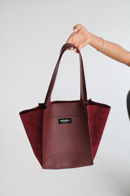 Tote ჩანთა-ეკო-ტყავის და ეკო-ზამშის კომბინაცია/Tote bag-eco-Leather and eco-suede combination